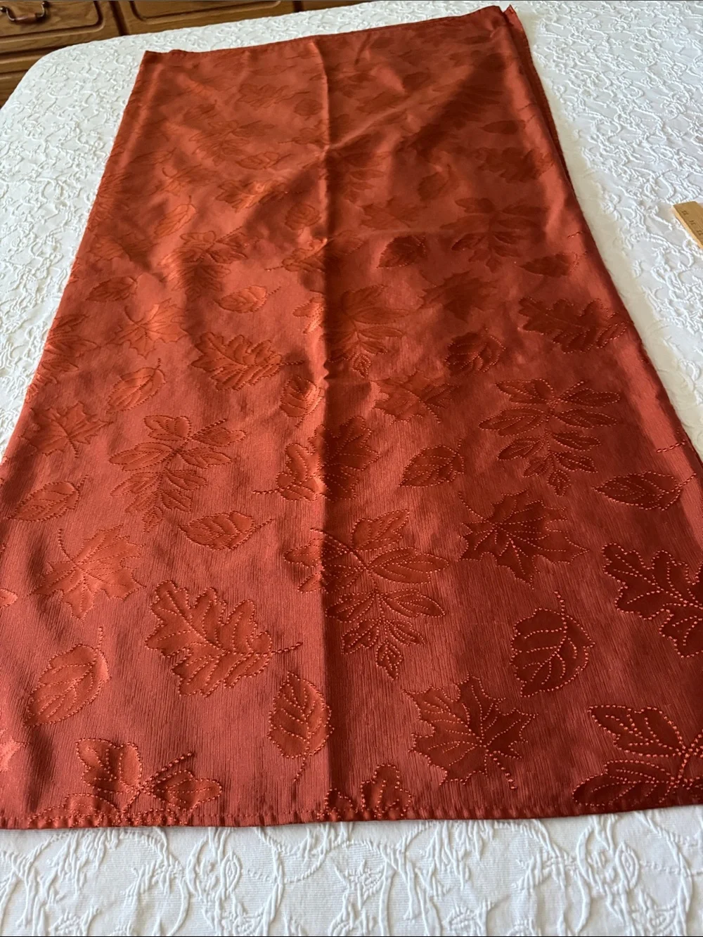 Rust Orange Leaf Jacquard Table Cloth